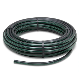 HDPE Plastic Coil Pipe Nominal Pressure 15.9 Bar PE 63 OD 50 mm SDR 7.4 Black with Green Stripes