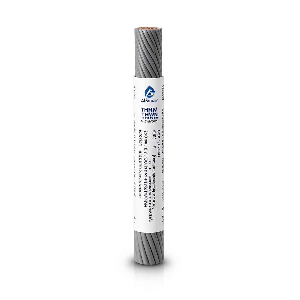 كابل نحاس THHN/THWN عزل PVC 105°C مقاس 3.31 مم² قطر 3.1 مم 600 فولت طول 500 قدم رمادي | شركة الفنار