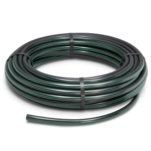 HDPE Plastic Coil Pipe Nominal Pressure 15.9 Bar PE63 OD 90 mm SDR 7.4 Black with Green Stripes