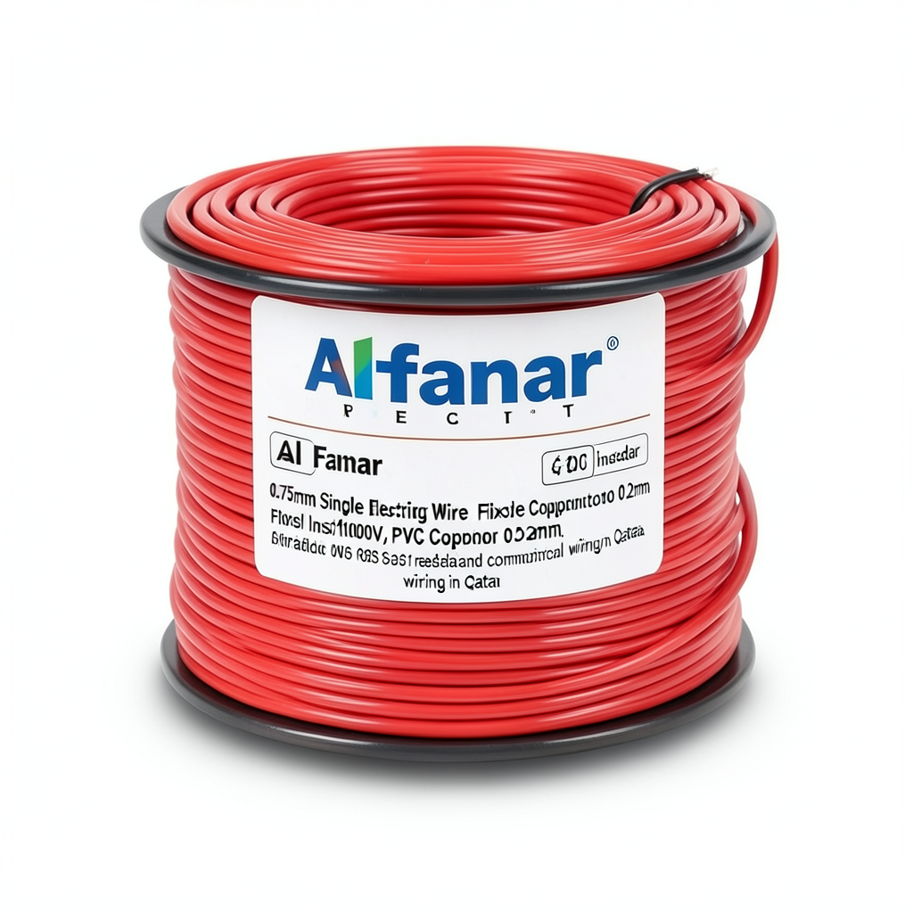 Alfanar 0.75mm Single Electric Wire, Flexible Copper Conductor 0.2mm, 600/1000V, PVC Insulated | Al Fanar