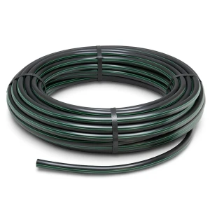 لفة أنابيب بلاستيك HDPE ضغط 15.9 بار PE 63 قطر خارجي 75 مم SDR 7.4 أسود مع خط أخضر