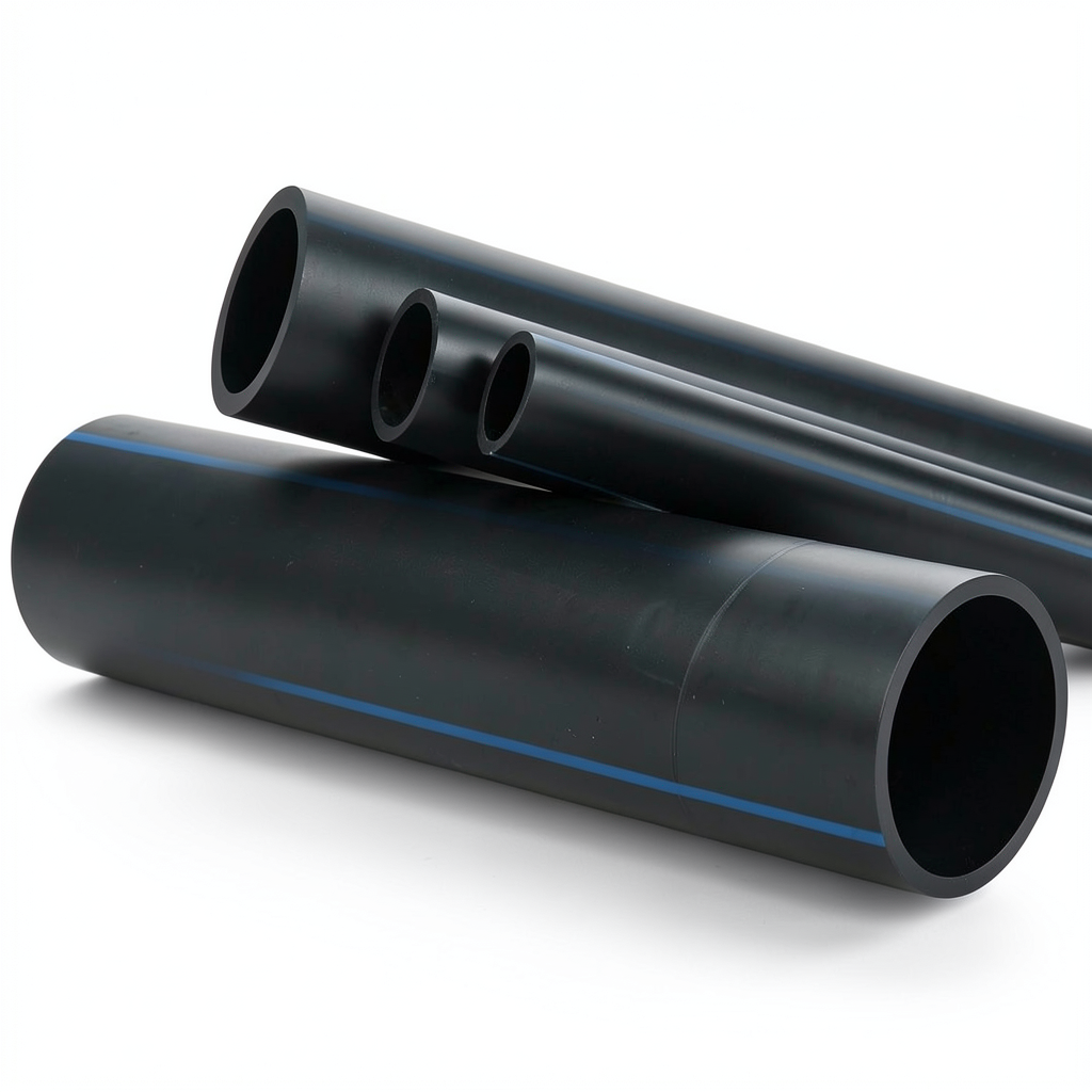 أنابيب HDPE ضغط اسمي 10 بار PE 80 قطر خارجي 450 ملم سماكة 33.1 ملم لون أسود