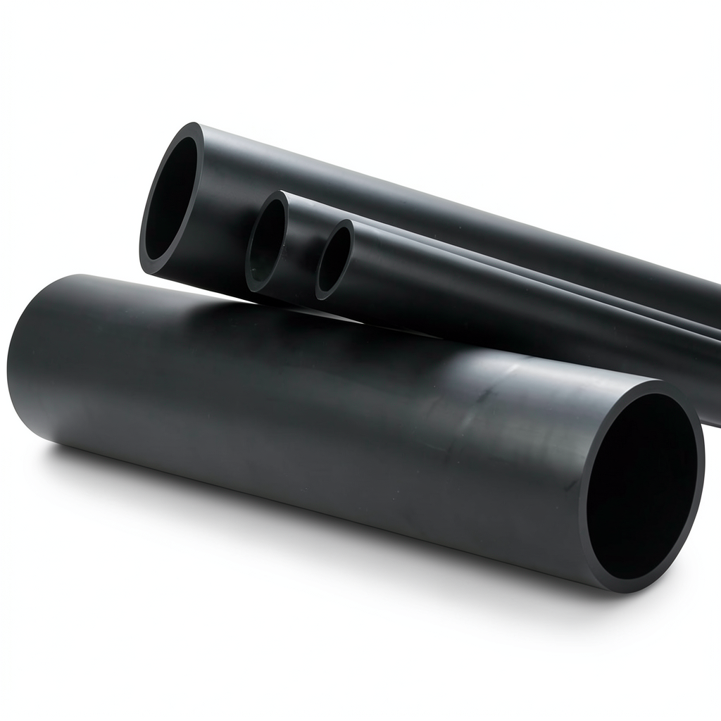 HDPE Plastic Pipe Pressure 10 Bar PE 80 Size 500 mm SDR 33 Black