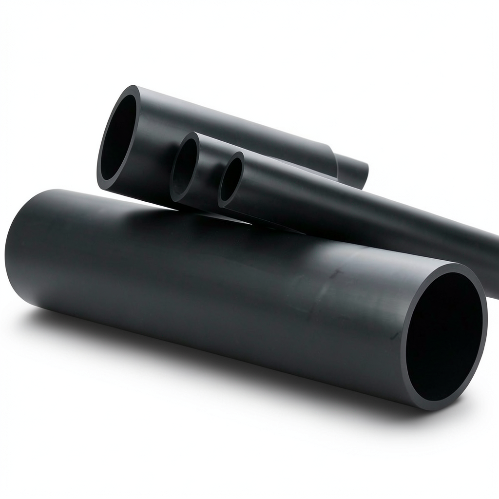 أنابيب HDPE ضغط 10 بار PE 80، قطر خارجي 630 مم، سمك 46.3 مم، أسود