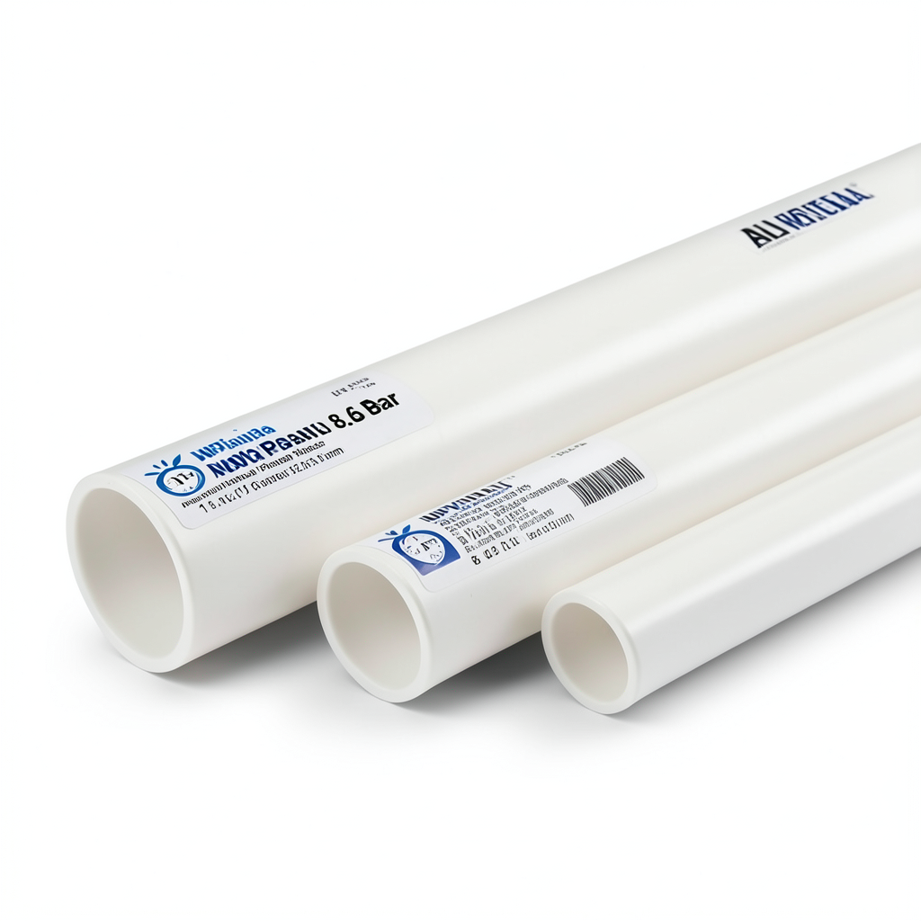 مواسير UPVC ضغط اسمي 8.6 بار مقاس ¼ 1 إنش سمك 52.1 مم لون أبيض | بلاستيك الوطنية