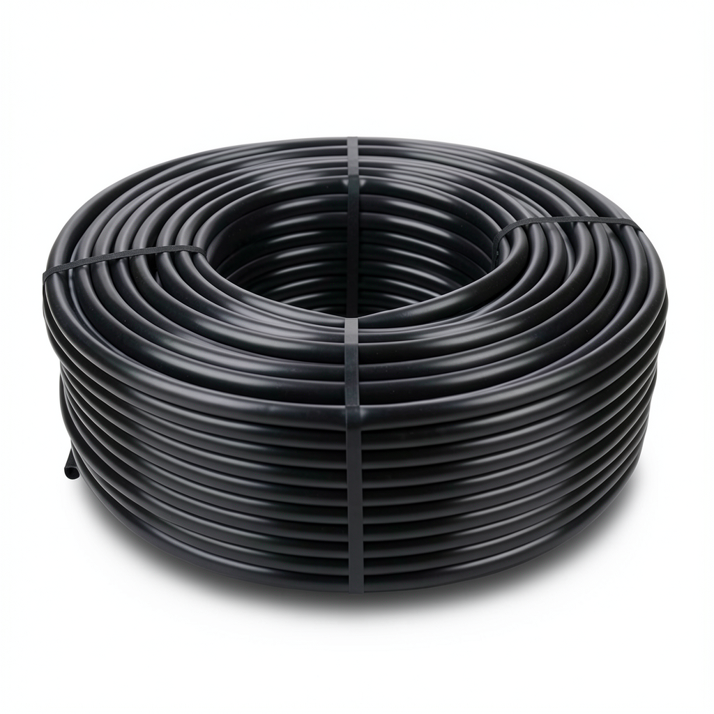 HDPE Plastic Coil Pipe Nominal Pressure 6.3 Bar PE 100 OD 50 mm Thickness 2.0 mm Black