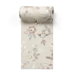 Wall Decoration Floral Design 10 m x 0.53 m Beige, Model 28843