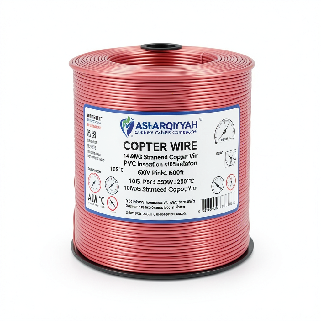 14 AWG Stranded Copper Wire PVC Insulation 105°C Pink 600V 2500ft | Asharqiyah Cables Company for Industry