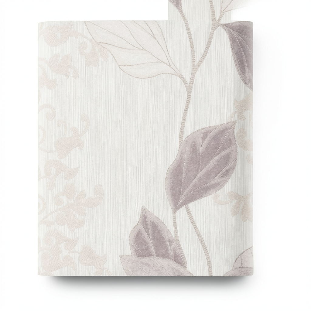Leaf Patterned Wallpaper 10m x 1.06m Pale Beige, Model 5430
