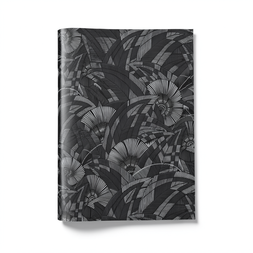 Wallpaper Leaves Design Size 1.005x53 cm Black Color, Model Tribute