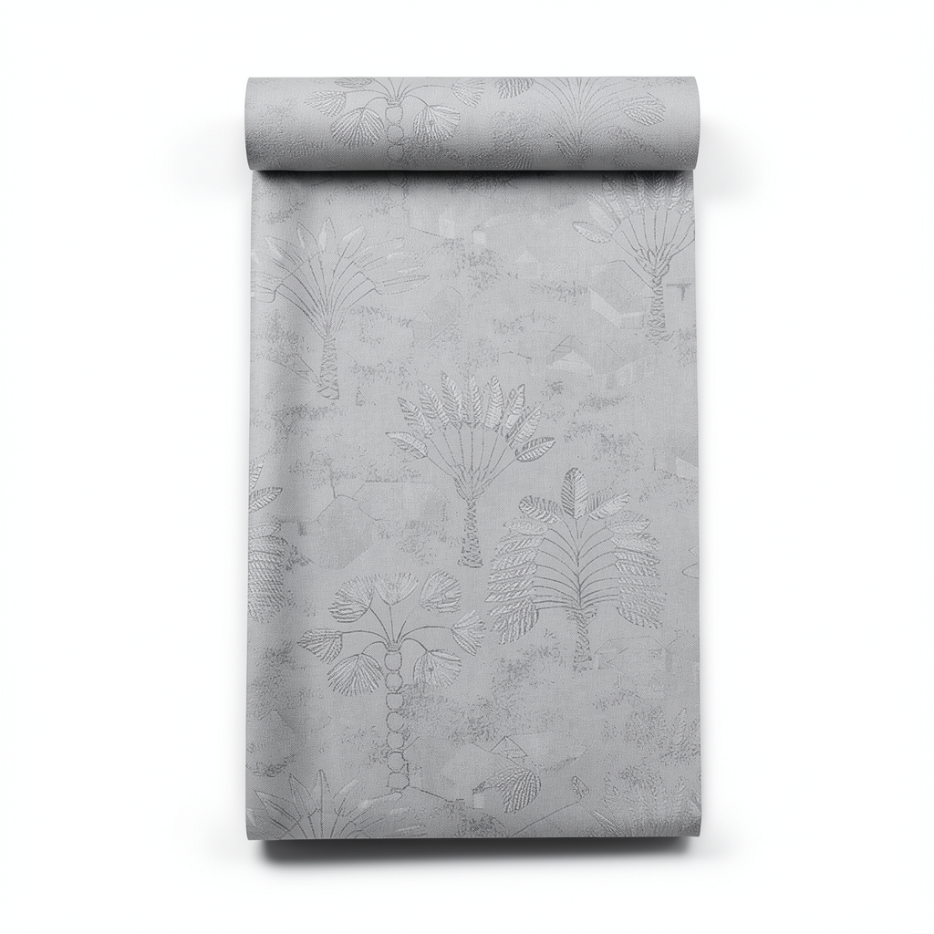 ورق جدران تصميم اوراق الشجر 1.005×53 سم، لون رمادي، موديل تريبت