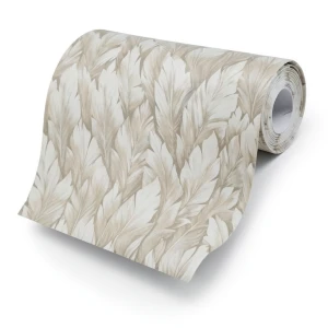 Leaf-patterned Wallpaper 1.005x53 cm, Beige Color, Model Tropical