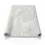 Italian Leaf Patterned Wall Covering 10m x 1.06m Pale Beige, Model 5408