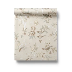 Wall Decoration Floral Design 10 m x 0.53 m Beige, Model 28843