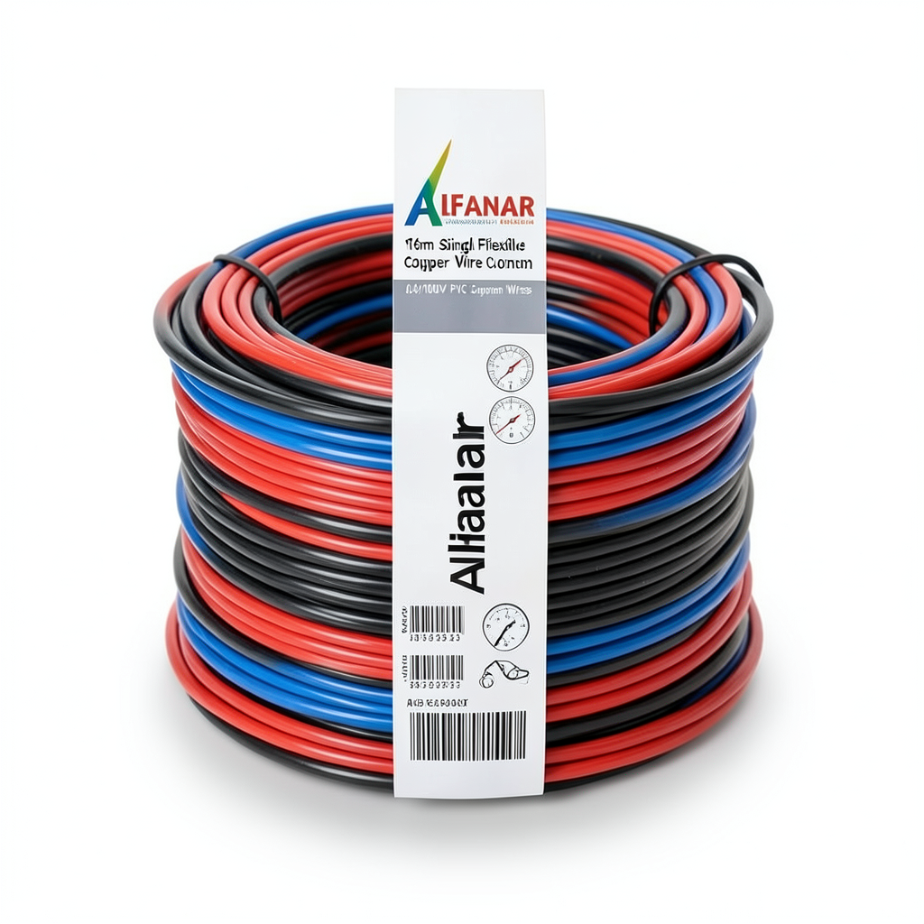 Alfanar 16mm Single Flexible Copper Wire, 0.4mm Diameter, 600/1000V PVC Insulation | Al Fanar