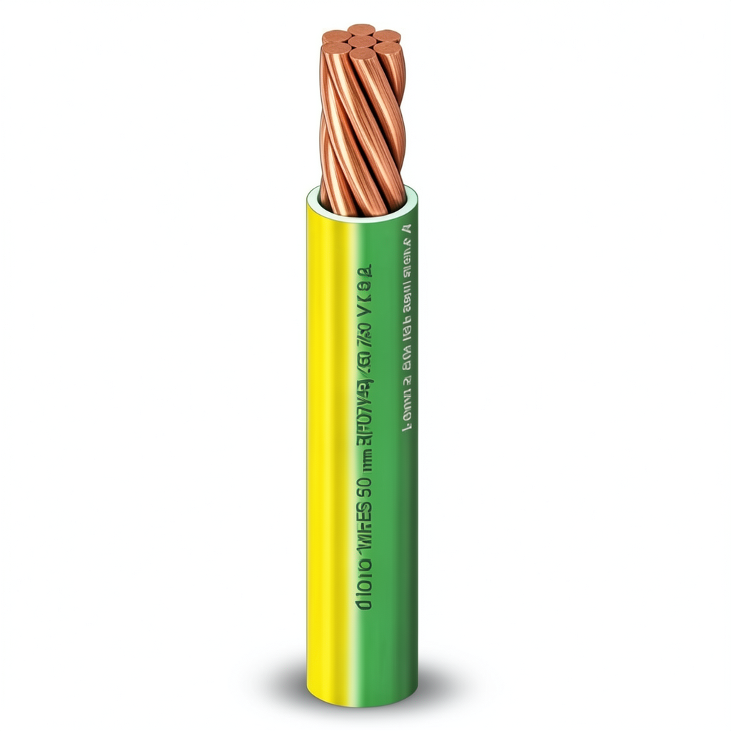 لفة سلك كهرباء 10 مم2 450/750 فولت، موصل نحاس، عازل PVC مقاوم للحرارة، أصفر/أخضر | شركة الفنار