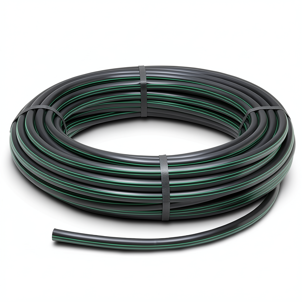 HDPE Plastic Coil Pipe PN 3.9 Bar PE 63 40 mm SDR 21 Black with Green Stripes