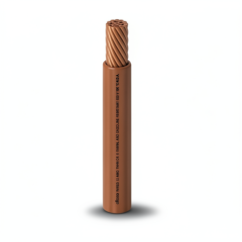 كابل نحاس THHN/THWN معزول PVC 105 درجة مئوية مقاس 3.31 مم² قطر 3.1 مم 600 فولت طول 500 قدم بني | شركة الفنار PVC 105