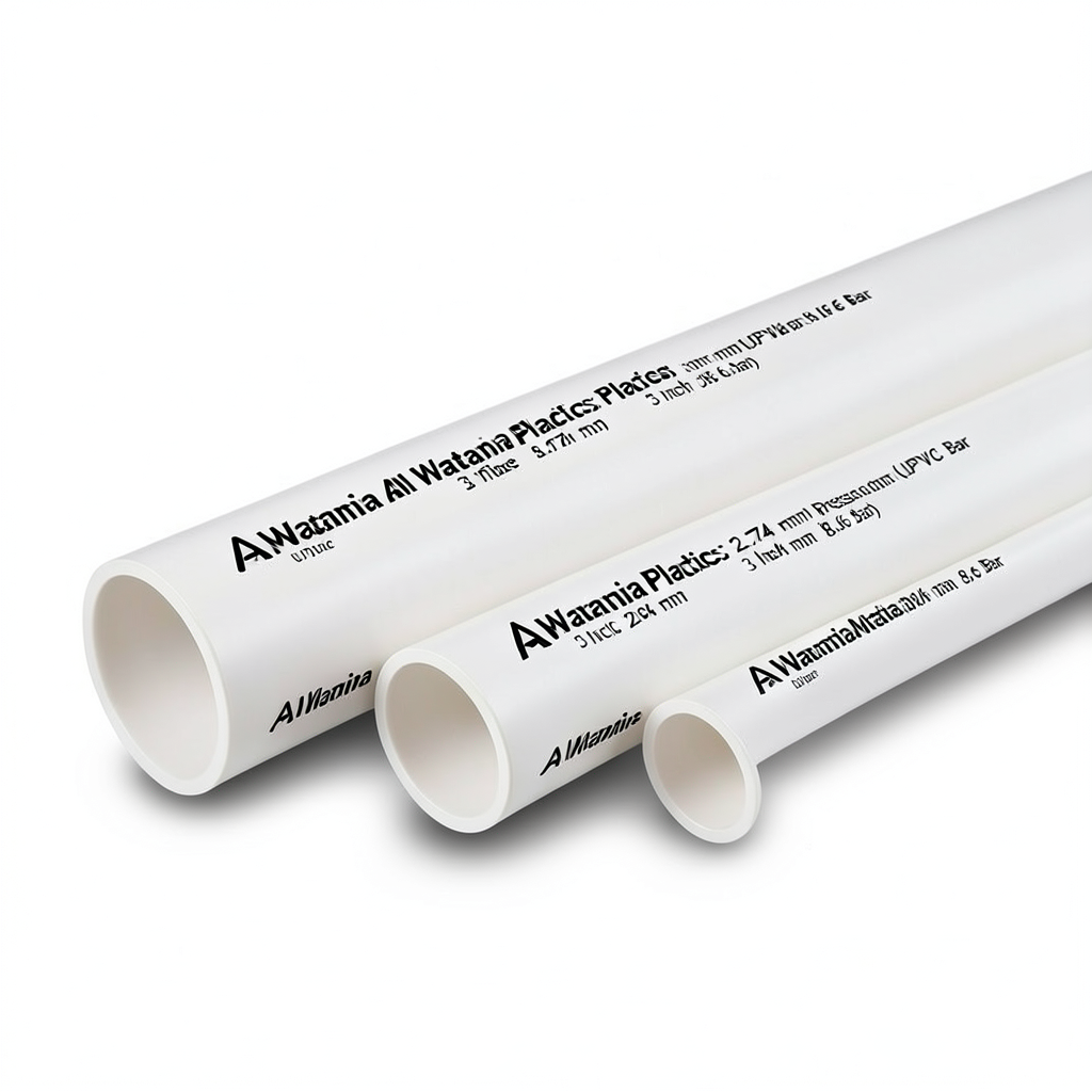 UPVC Pipes 3 Inch Thickness 2.74 mm Pressure 8.6 Bar White | Al Watania Plastics