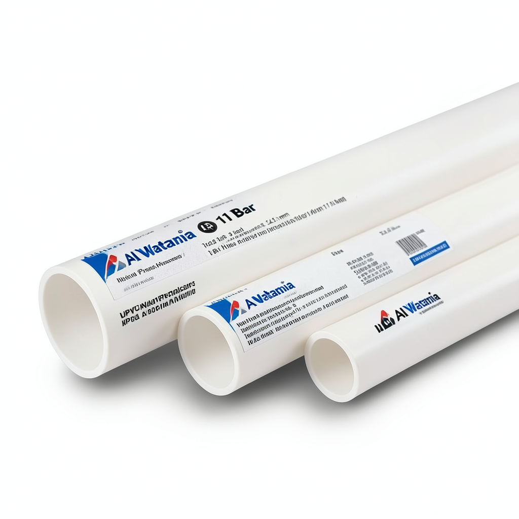 UPVC Pipes Nominal Pressure 11 Bar Size 3 inch Thickness 3.43 mm White | Al Watania Plastics