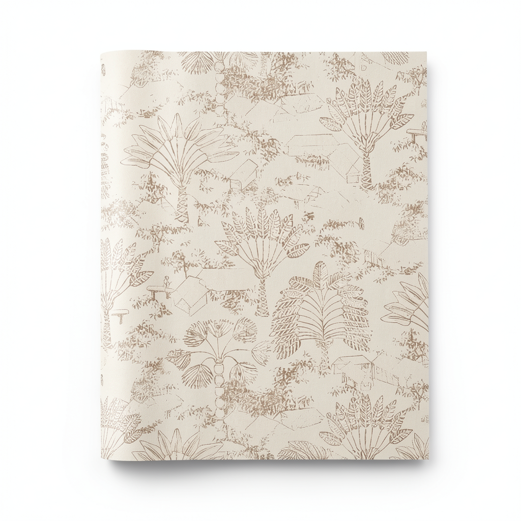 Wallpaper Leaves Design Size 1.005x53 cm Beige Color, Model Tribute