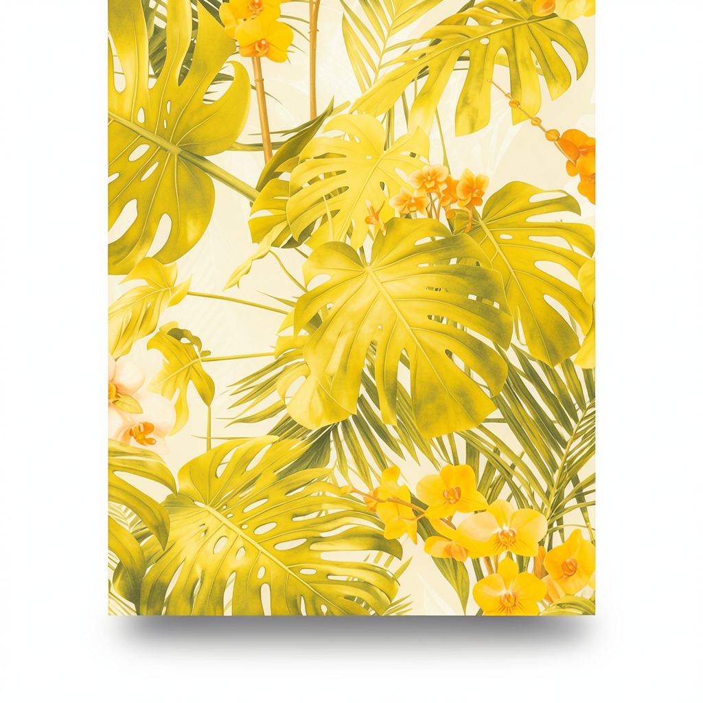 Wallpaper Leaves Design 1.005x53 cm, Yellow Color