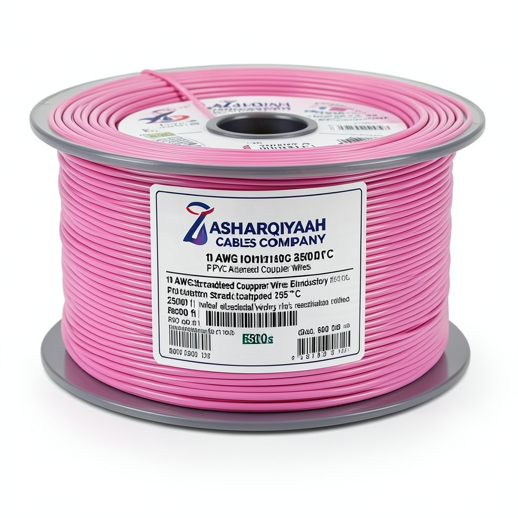 10 AWG Stranded Copper Electrical Wire, PVC Insulated 105°C, Pink, 600 Volts, 2500 ft | Asharqiyah Cables Company for Industry