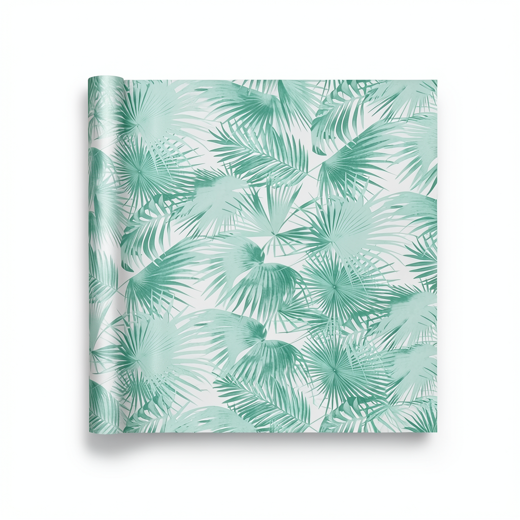 Leaf-patterned Wallpaper 1.005x53 cm, Green Color, Model Wild