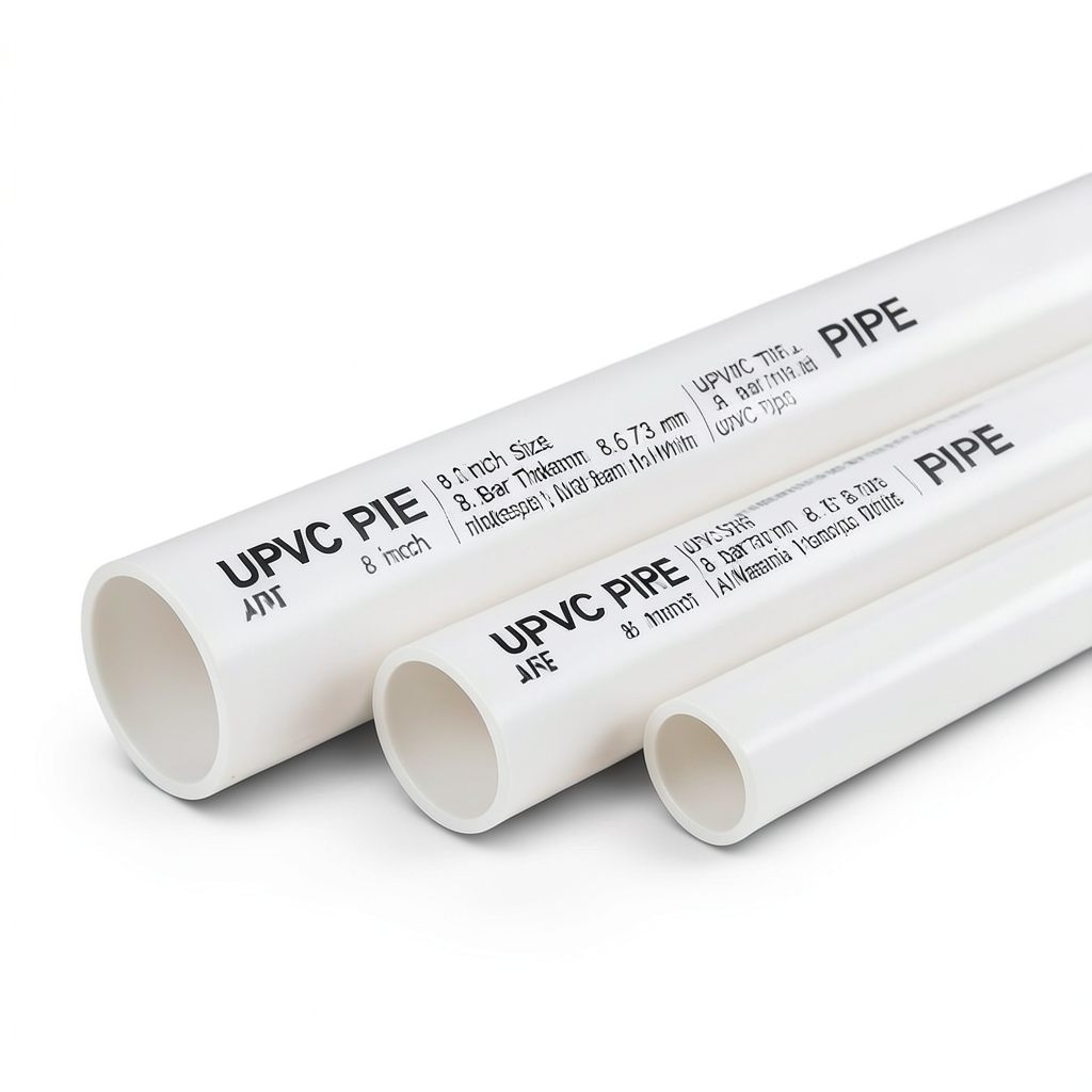 انابيب UPVC مقاس 8 إنش سمك 6.73 مم ضغط 8.6 بار لون أبيض | بلاستيك الوطنية