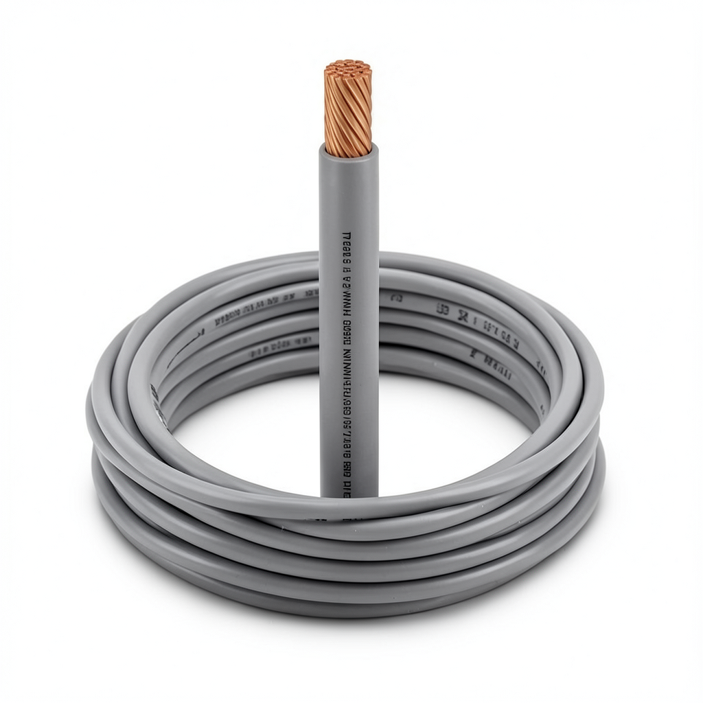كابل نحاسي THHN/THWN معزول بمركب PVC قطر 3.1 مم 600 فولت طول 250 قدم رمادي | شركة الفنار