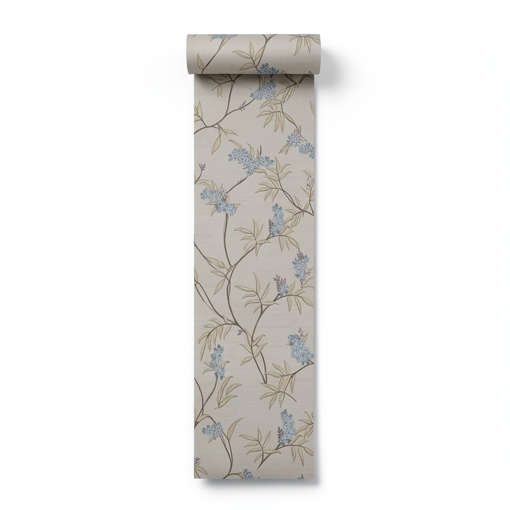 Floral Wall Covering 10m x 0.53m Light Brown Color, Model 33303