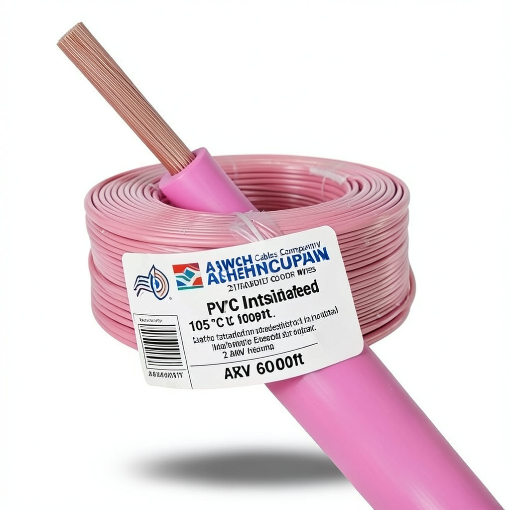 سلك كهرباء امريكي 2 AWG نحاس مجدول عزل PVC 105°C زهري 600 فولت طول 500 قدم | شركة كابلات الشرقية للصناعة