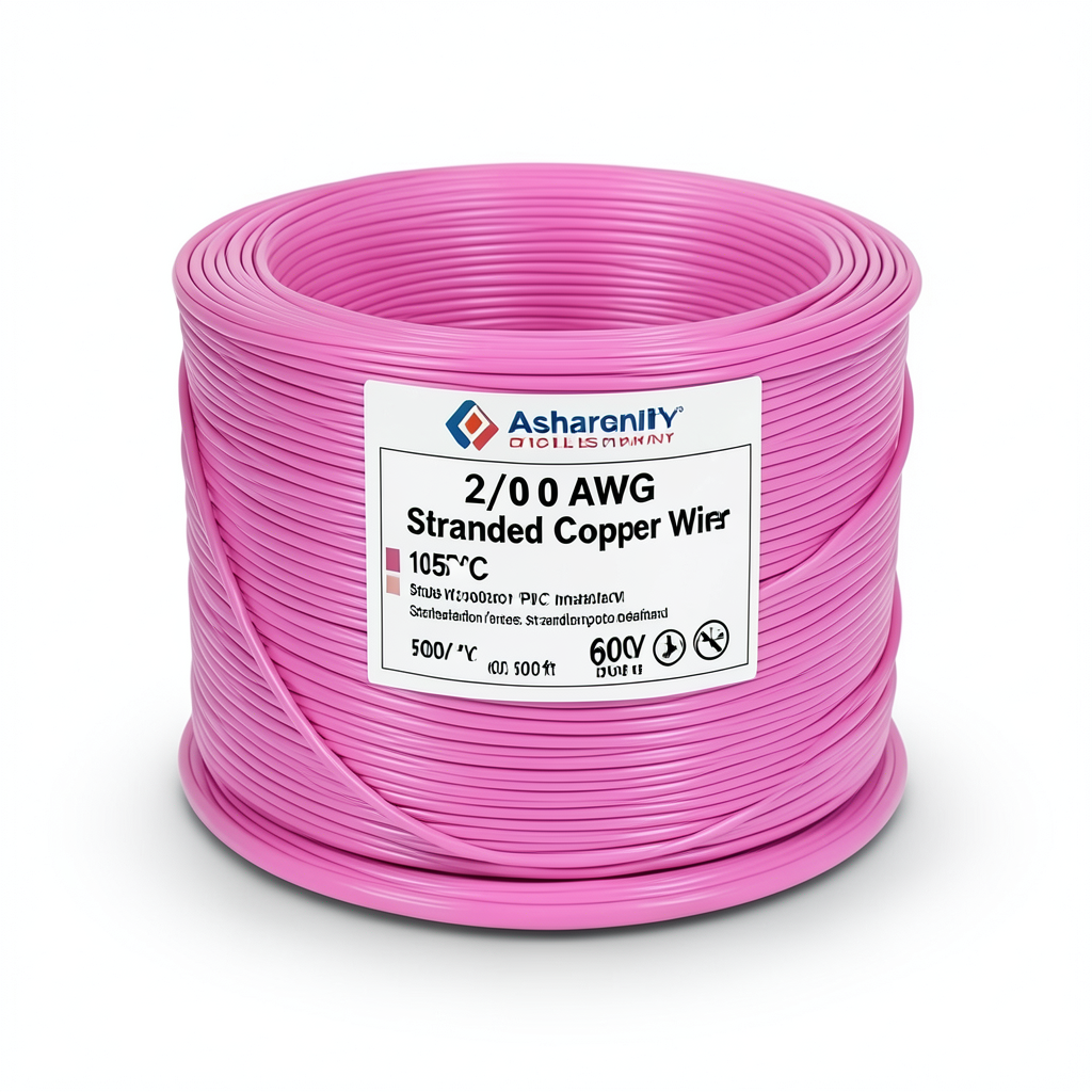 سلك نحاس مجدول 2/0 AWG عزل PVC 105°C زهري 600 فولت 500 قدم | شركة كابلات الشرقية للصناعة