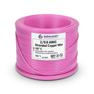 سلك نحاس مجدول 2/0 AWG عزل PVC 105°C زهري 600 فولت 500 قدم | شركة كابلات الشرقية للصناعة