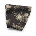 Italian Wallpaper Floral Design Dark Brown Color, Size 10mx1.06m, Model 81649