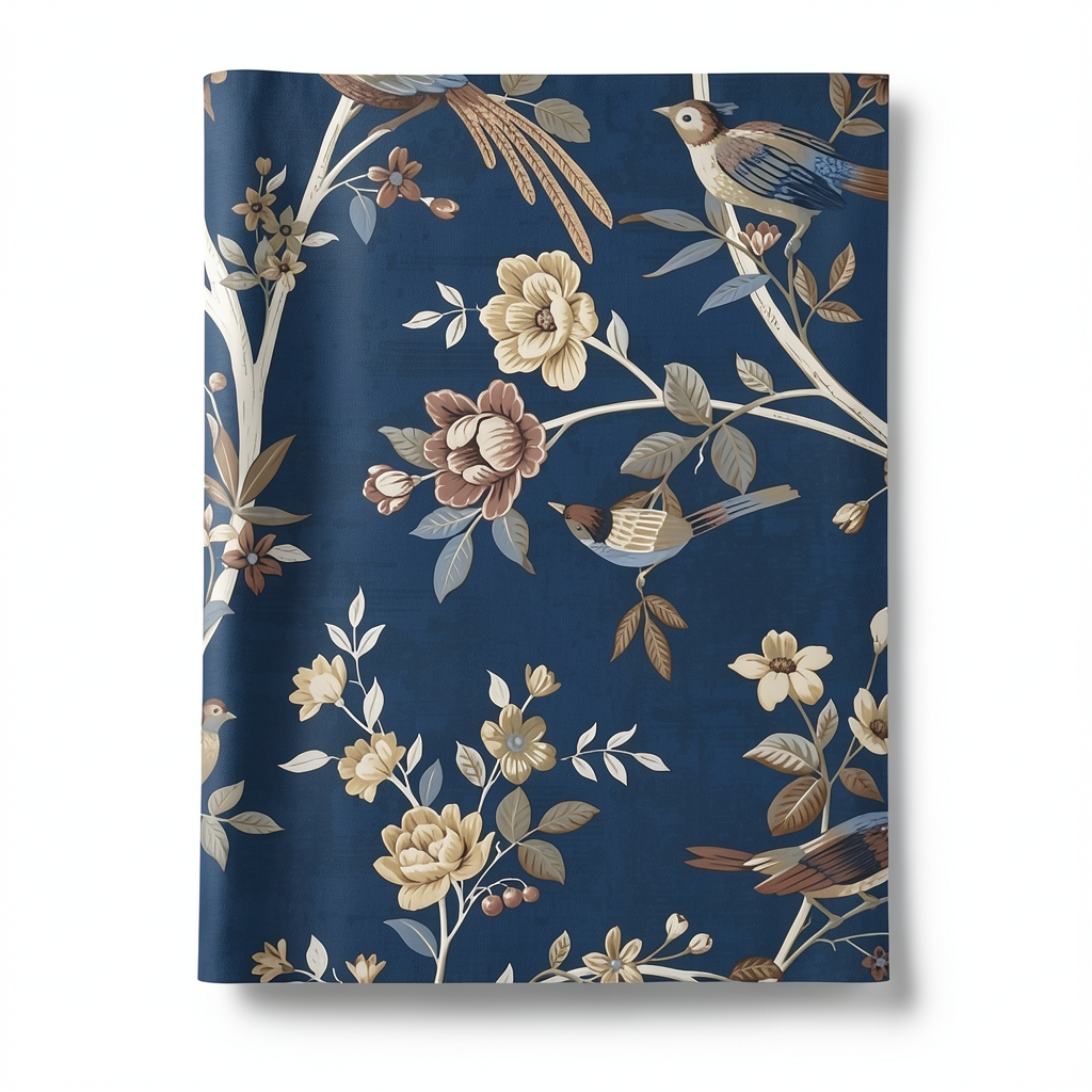 Wall Decoration Floral Design 10 m x 0.53 m Dark Blue, Model 28849