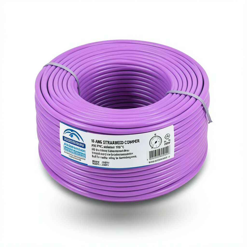 سلك نحاس مجدول 16 AWG معزول PVC 105°C بنفسجي، 600 فولت، 2500 قدم | شركة كابلات الشرقية للصناعة