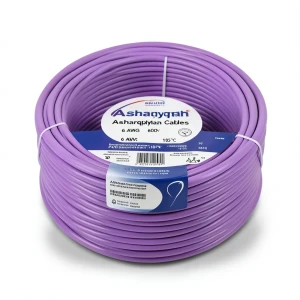 سلك كهرباء أمريكي 6 AWG نحاس مجدول عازل PVC 105°C بنفسجي 600 فولت 500 قدم | شركة كابلات الشرقية للصناعة