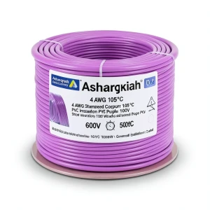 سلك كهرباء امريكي 4 AWG نحاس مجدول معزول PVC 105°C بنفسجي 600 فولت طول 500 قدم | شركة كابلات الشرقية للصناعة