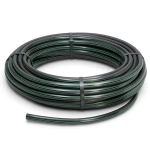 لفة أنابيب HDPE ضغط 6.2 بار PE 63 قطر خارجي 20 مم SDR 13.6 أسود مع خطوط خضراء