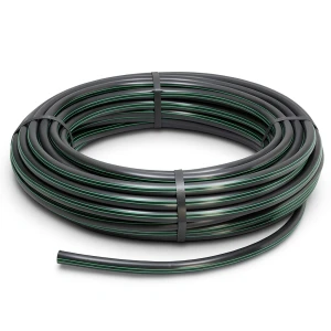 HDPE Plastic Coil Pipe Nominal Pressure 6.2 Bar PE 63 OD 20 mm SDR 13.6 Black with Green Stripes