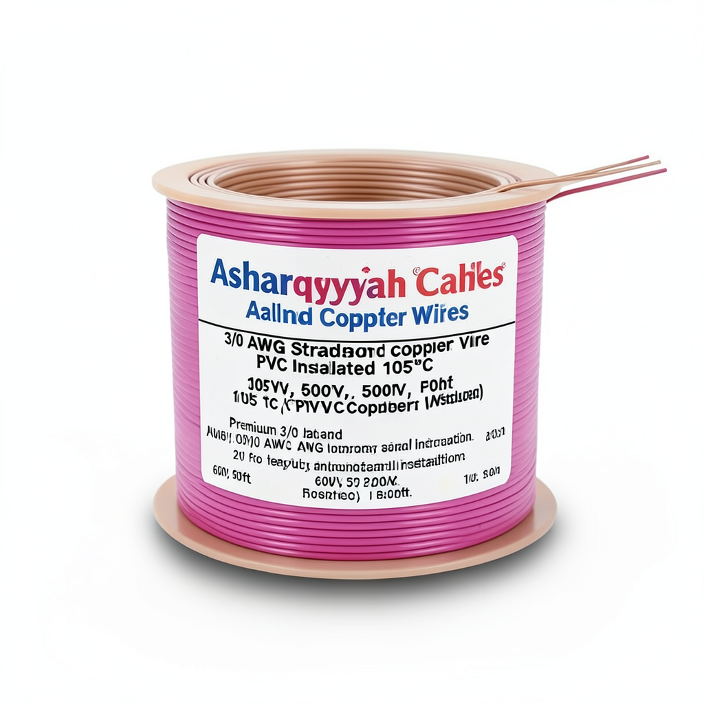 3/0 AWG Stranded Copper Wire PVC Insulated 105°C, Pink, 600V, 500ft | Asharqiyah Cables Company for Industry