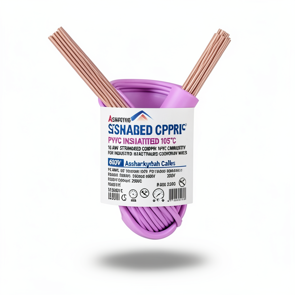 16 AWG Stranded Copper Wire PVC Insulated 105°C, Purple, 600V, 2500 ft | Asharqiyah Cables Company for Industry