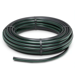 لفة أنابيب بلاستيك HDPE ضغط 6.2 بار PE63 110 مم SDR 13.6 أسود مع خطوط خضراء