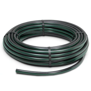 HDPE Plastic Coil Pipe PN 9.8 Bar PE 63 OD 16 mm SDR 9 Black with Green Stripes