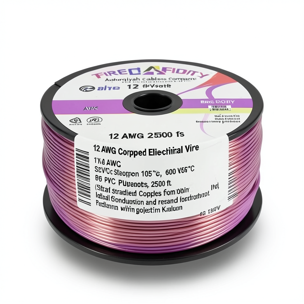 سلك كهربائي نحاس مجدول 12 AWG معزول PVC 105°C بنفسجي، 600 فولت، 2500 قدم | شركة كابلات الشرقية للصناعة