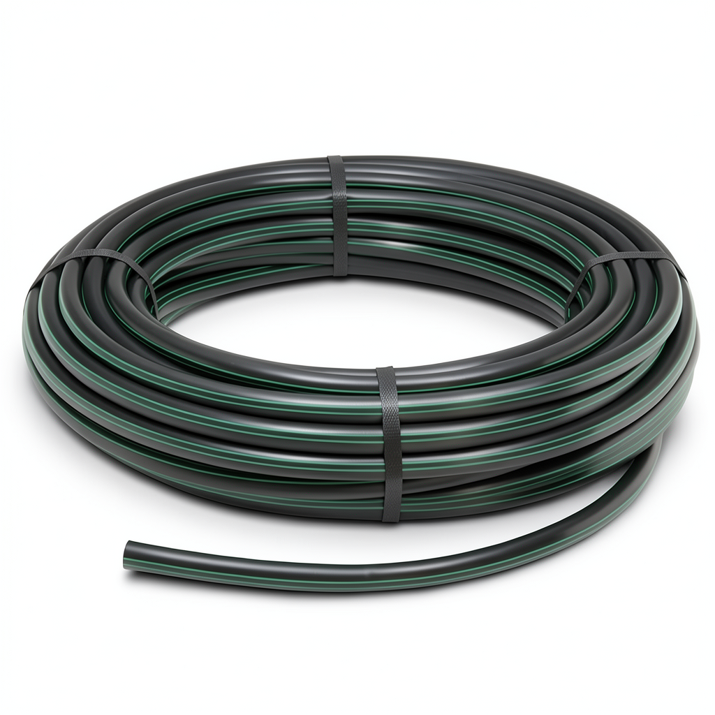 HDPE Plastic Coil Pipe Nominal Pressure 6.2 Bar PE63 32 mm SDR 13.6 Black/Green