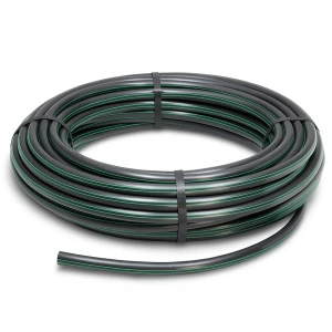 لفة أنابيب بلاستيك HDPE ضغط 6.2 بار PE 63 قطر خارجي 40 مم SDR 13.6 أسود مع خطوط خضراء