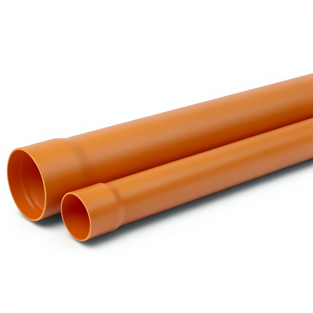 UPVC Plastic Pipe Class 4 Size 250 mm Thickness 13.3 mm Orange Brown