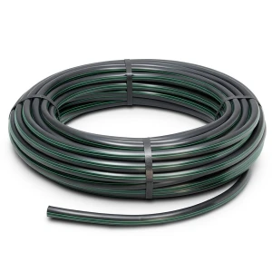 لفة أنابيب بلاستيك HDPE ضغط 6.2 بار PE63 110 مم SDR 13.6 أسود مع خطوط خضراء
